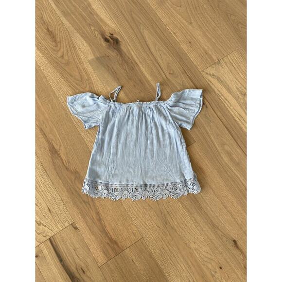 H&M Divided Womens Cold Shoulder Keyhole Lace Short Sleeve Cropped Blouse Size 2 - Picture 4 of 10